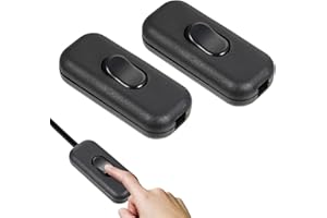 TLIDFGEO 2 Stück Schnurschalter Schwarzer Inline Schalter Zwischenschalter Lampe ein aus Schalter für 2-adrige und 3-adrige Zuleitungen und Anschlusskabel Schnurzwischenschalter Kleingeräte oder Lampen