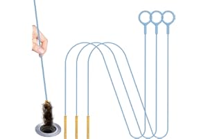 Kelly's Collection 50 Inch Extended Drain Snake, Anti-Break Steel Sink Shower Unblocker Tool, Clog Cleaner with Twist Handle for Bathroom, Bathtub Drain Hair Remover Brush, 3 Pack