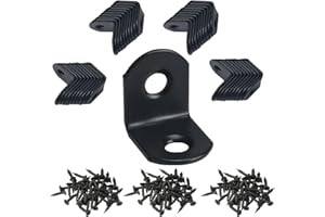 NAHUAA 40 Piezas Escuadras Metalicas 20x20x16 mm Escuadras Para Madera en Forma de L Angulos Metalicos de Acero Inoxidable con 80 Tornillos, Negro
