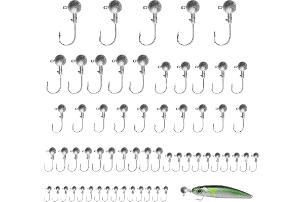 60 stycken små jigghuvuden, set med 7 storlekar fiskekrokar