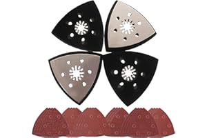 HAPLOS 4 Pièces Patin Ponceuse Triangulaire, 93mm Plateau de Ponçage Outil Multifonction, Plateau de Ponçage Fin pour bois, Plastique Dur, Métal Dérouillage (40/60/80/120/180/240)