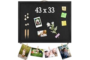 ORIGREEN Schwarz Pinnwand aus Kork mit Filz, 43x33CM kleine Anzeigetafel, Memoboards, Filzboard Pinnwand für Wände, Schmuck, Notizen, Sammlungen, Fotos, Büro, Holzrahmen (Schwarz) & Filz (Schwarz), 1 Stück