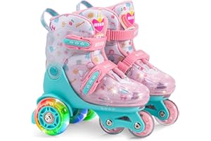 LOCAVUN Roller Enfant Fille Patins à roulettes pour Enfants, Patins à roulettes réglables pour Enfants 3 à 9 Ans, Roller Enfant Fille lumières Amusantes pour Enfants pour débutants