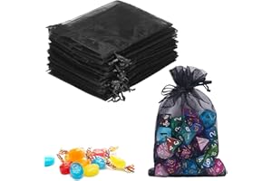 Amdonalo Organzasäckchen 15 * 20cm Große Geschenktüten Adventskalender für Hochzeit Geburtstag Weihnachten Geschenk Süßigkeiten Geschenke mit Schnur Packung mit 20(schwarz)