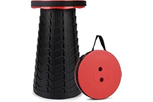 FIEMACH Sgabello Pieghevole Portatile, Sgabello Campeggio Regolabile di Seconda Generazione Sgabello da Campeggio per Pesca/Campeggio/Escursione/Trekking/Interna, Carico Massimo 397 lb (Rosso)