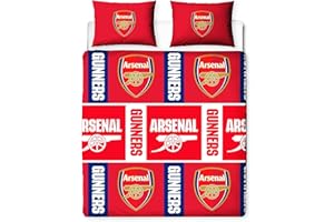Character World Arsenal FC Duvet Cover Bed Set – Official Reversible Bedding – Polycotton Gunners Crest Emblem Design – Double