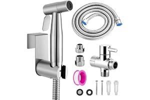 Hausharbor Bidé Handduschset,Handhållen Bidéspruta Rostfritt stål | Handhållet Bidé Spruta Kit,Badrum Duk blöja Tvätt för Personlig Hygien, Toalettrengöring, Husdjursbad,med 1.5m Slang