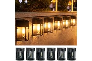btfarm 【6 Pack】 Solar Fence Lights Outdoor Garden, Solar Outdoor Wall Lights Waterproof Retro LED Wall Lights for Garden Fence Patio Decking Gate Yard Decoration (Warm White)