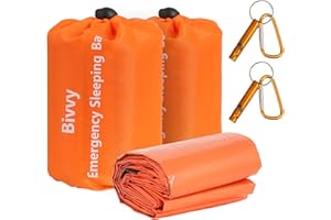 PAIRIER Sacco termico Sacco a Pelo d'Emergenza 2 Pezzi Sacco da Bivacco Termico Leggero Impermeabile Isolamento Termico Esterno Interno Rinfrangente per Campeggio,Escursionismo,all'aperto
