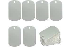 STAYMAX Etiquetas en blanco rectangulares de aluminio para estampación en blanco, paquete de 25