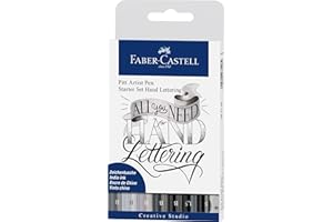 FABER-CASTELL 267118 - Tuschestifte Lettering Starter Set, 9-teilig, Pitt Artist Pens, inkl. Bleistift und Spitzer