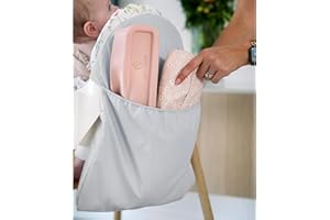 Nibble and Rest Highchair Handy Pocket Pouch, Compatible with IKEA Antilop Highchair,High Chair Accessories, Wipeable and Waterproof Material, One Large Pouch with an Internal Zip Pocket-(Light Grey)