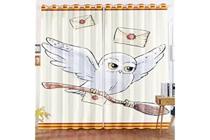 KIDSLOVE Eule Verdunkelungsvorhang-Set Für Schlafzimmer 3D-Druck Cartoon Eule Vorhänge Für Kinderzimmer Schiebegardine Blickdicht Für Dekoration Wohnzimmer (4,100x140cm(BxH)/ 50x140cmx2)