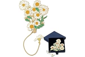 Irikdescia® Los marcapáginas metálicos con Margaritas de con Caja de Regalo añaden un Toque de Elegancia a la Lectura, Amantes de la Lectura, los Amigos y la Familia.