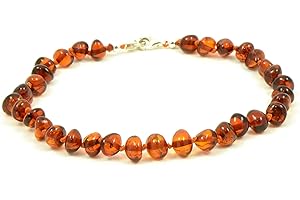 AMBERJEWELRY Genuine Baltic Amber Adult Anklet, Adjustable 7.5~9.5inches (19-24cm)
