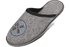 BeComfy Pantofole in Feltro da Uomo Suola in Feltro Molto Leggero Grigio Nero 40 41 42 43 44 45 46 EU