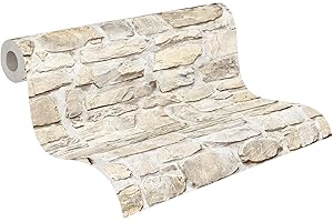 A.S. Création Papier peint intissé - pierre en beige et jaune - pour différentes pièces -de 10,05 m x 0,53 m
