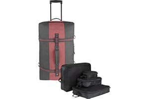 ‎NORMANI normani Reisetasche 125 L Reisetrolley mit Rollen mit 4 Kleidertaschen Dunkelgrau/Rot 125 L