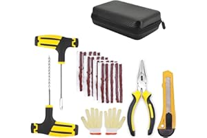 Hniuyun Tire Repair Kit, Tire Plug Repair Tools for Tubeless Tyre Flats for Cars, Motorcycle, Jeep, RV, ATV, SUV, Trailer, Tractor, Truck, Lawn Mower