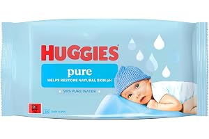 Huggies Pure Plastic Free Baby Wipes - Single Pack (48 Wipes) – 99% Water Wet Wipes, Fragrance Free, Hypoallergenic, Better C