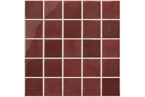 Commomy Plus épais Credence Adhesive pour Cuisine Salle de Bain Rouge, Vinyle Carreaux Carrelage Adhesif Mural Autocollant Métro 3D, ImperméAble(10 Pièces, 30,5 x 30,5 cm)