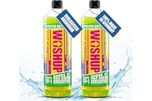 ‎WOSHUP! WOSHUP! Wohnwagen Reiniger mit Xtra Skin Schutzfilm 2 x 1L Konzentrat, Auto Reiniger für Camping, Caravan, Wohnmobil, Markise, GFK und Aluminium