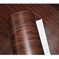 Elton Cherry Brown Teak Wood Grain Textured Self Adhesive Decorative Vinyl Shelf Liner Decorative Wrinkled Vinyl Sheet_1.33x6 Feet