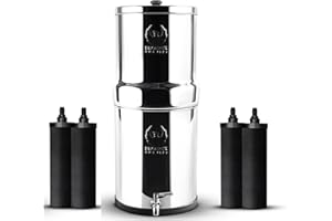 PHOENIX GRAVITY 8 Litre Gravity Stainless Steel Drinking Water Filter with NSF Certified 4 Phoenix Carbon Water Filter Cartridges, Stainless Steel Tap