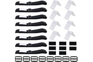 BORDEAG Haltebänder für Poolfolie, 8 Set Haltebänder Poolfolie und Klammern und Schnallen, Fahrbares Aufrollsystem Haltebänder für Universelle Schwimmbecken Im Boden, Pool-Planen Abdeckungen