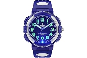 Weayege Kinderuhr Jungen Mädchen,Kinder Analog Quartz Uhr mit 7-Farbige Kinderuhren Armbanduhr Kautschuk Wasserdicht Outdoor Sports Uhren 4-16