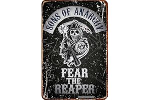 Cimily Sons of Anarchy Fear The Reaper Étain rétro Signe Vintage Affiche Plaque Murale décor pour Bar café Jardin Chambre Bureau hôtel 20X30 cm