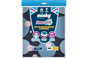 Minky Smart Fit Ironing Board Cover, Large Ironing Board Covers 125 x 45 cm, Elasticated & Thick Felt Backing, Washing Machine Safe, Made in the UK