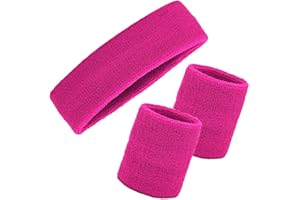 AILIVER Sweatband Set Wristbands Headbands 3 Pieces Wrist Men Women Sweat Bands for Running Exercise Gym Sports Tennis Basketball Moisture Wicking(Wristbands 3.15 * 3.15 inch)