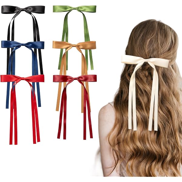 2 Haarschleifen-Clips Mit Schwanz – Weiß & Schwarz, Metallklammern, Für Damen, Stylisch & Praktisch