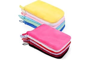 Zhufas 12 Stück Mikrofaser Waschhandschuhe Waschhandschuh Frottier 100% Baumwolle Waschlappen Weich,Starke Wasseraufnahme15x 21 cm(12 Farben)