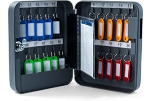 Pora Schlüsselkasten Verschiedene Größen von 20 bis 300 Schlüsselhaken (20 Haken, grau)