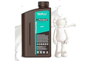 SUNLU Résine à Base de Plantes 1kg, Imprimante 3D résine photopolymère d'impression 3D UV 405nm, Résine à Faible Odeur pour Imprimantes 3D 4K/6K/8K LCD/DLP/SLA, Écologique, Blanc 1000g