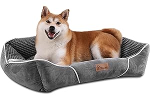 YITAHOME Letto per cani di media taglia lavabile Letto per animali domestici, fondo antiscivolo, morbido e traspirante, letto morbido in velluto di mais per cani e gatti piccoli, 64x53x20cm, grigio
