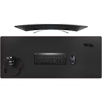 Grand Tapis De Souris Bureau 70x40cm SK Studio - Cuir PU Imperméable Antidérapant - Protection Ordinateur Noir