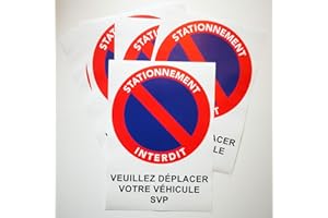 DIRODISTRIB 50 Autocollants Stationnement Interdit ou stationnement gênant. 21 x 29,7 cm (A4). Grand Format pour Plus d'efficacité. Lutte Contre Les Voitures Mal garées.