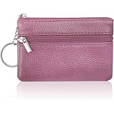 Aucuu Mini Leather Wallet for Women, Leather Purse with Zipper, Mini Wallet for Women, with 2 Compartments and Keychain, Smal