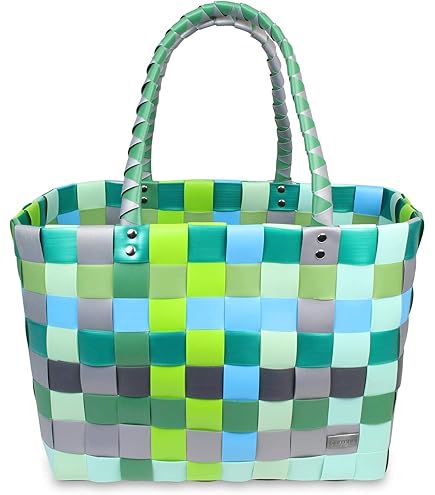 Geflochtener Einkaufskorb Mit Dackel-Muster - Bambusgriff & Wasserdicht