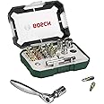 Bosch 2607017322 26-Piece Screwdriver Bit and Ratchet Set (Extra Hard Quality, Drill Driver and Screwdriver Accessories), Bla