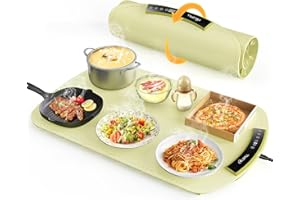 COLDFILL Electric Warming Tray - Foldable Food Warming Mat with 8 Temp Setting, Full-Surface Heat in 5s, 4 Hours Auto-Off, Easy to Clean with Silicone, for Buffet Server Party Family Gathering