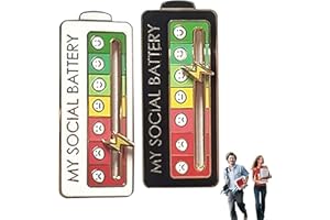 ZULBCEO 2pcs Social Battery Pin,Enamel Pin Funny Social Battery Brooch Badge Funny Social Mood Brooch Pin,My Social Battery Pin Badge Slider Social Battery Badge Interaction Adjustable(Black and White)