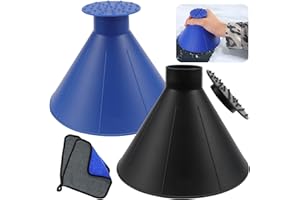 Rierousy 2 Stück Auto Eiskratzer Rund, Eiskratzer Auto Trichter, Windschutzscheiben Eiskratzer für Auto Windschutzscheibe Fensterscheiben, 2 Handtücher Aus Feinfaser für Auto Gratis