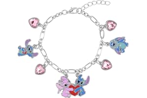 Disney Bracelet à breloques Stitch & Angel, taille unique, Imitation or, Pas de gemme