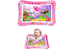 Zenovate Tapis Eau Bebe Eveil, Tummy Time Tapis d'eau Bébé Gonflable, Tapis Sensoriel Bébé pour tout-petits, Cadeau Bebe Jouet Bebe 3 6 9 12 Mois, Rose