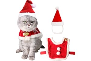 NINIVI 2pcs Disfraz Gato Navidad, Disfraz Perro Navidad, Traje Navidad Perro para Interesante, Ropa CáLida para Perros en Navidad con Capa y Gorro, Regalos NavideñOs para Perros y Gatitos (L)