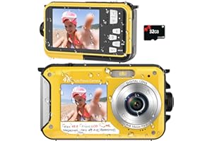 Digitalkamera,YISENCE Unterwasserkamera 4K HD 48MP Autofocus 16X Digitalzoom mit 32GB Karte Selfie Dual Bildschirm 11ft Digitalkamera wasserdichte für Schnorcheln